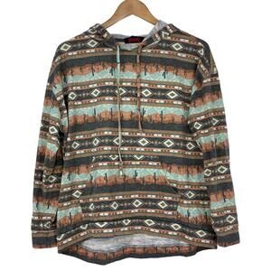 Rock & Roll Denim Women's Southwest Turquo Cactus Graphic Lightweight Hoodie